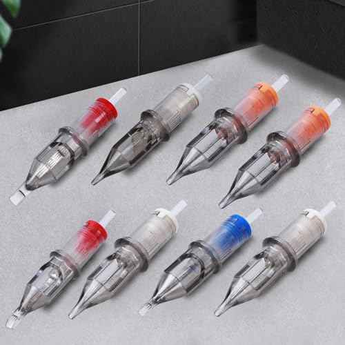 50PCS Assorted Tattoo Cartridges Needles,#12RL RS M1 Round Shader Mixed Size Tattoo Gun Cartridges Needles-5x(1RL 3RL 5RL 7RL 3RS 5RS 7RS 5M1 7M1 9M1) Disposable Tattoo Needles with Membrane
