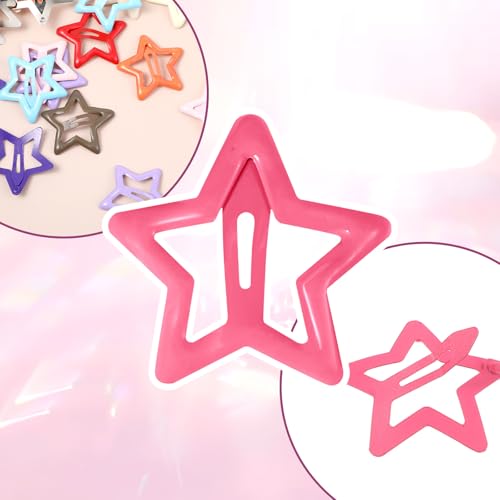Xindojuz 50 PCS Star Clips, 1.2"/3 cm Metal Non-Slip Snap Hair Clips and Barrettes, Cute Y2k Hair Accessories for Girls and Women, 2000s Sparkling Colorful kawaii Hairclips