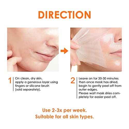 Peel Off Face Mask Vitamin C Peel Off Masks, Blackhead Mask Orange Peeling Lotion Gentle Exfoliating Blackhead Remover Poreless Deep Cleanse Purifying Hand Masks for Face Arms Neck Gifts 3.4 FLOZ