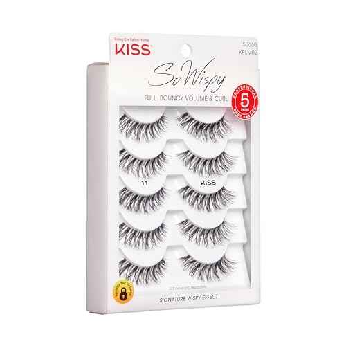 KISS So Wispy, False Eyelashes, 'Style #11', 12mm, Includes 5 Pairs Of Lashes, Easy to Apply, Reusable Lash Clusters