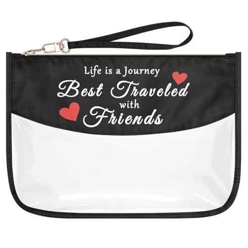 Friendship Gift for Best Friends Travel Makeup Bag Sisterhood Gift Girl Trip Girls Weekend Gift Clear Cosmetic Bags Wedding Graduation Birthday Gift for Friends Bestie Sister Zipper Toiletry Pouch