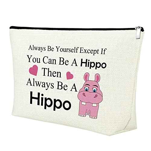 Mxrymvu Hippopotamus Gift Makeup Bag Hippopotamus Gift Hippo Lover Gift Cosmetic Bag Hippo Theme Inspirational Gift Funny Hippos Gifts Animal Lover Gift Birthday Christmas Gift Travel Makeup Pouch