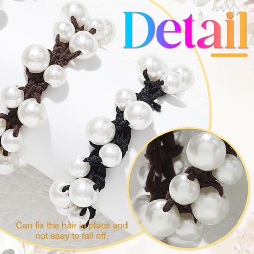 CAKURE Pearl Hair Ties Black Ponytail Holders Elastic Hair Bands Rope Hair Accessories for Women and Girls (Pack of 3)