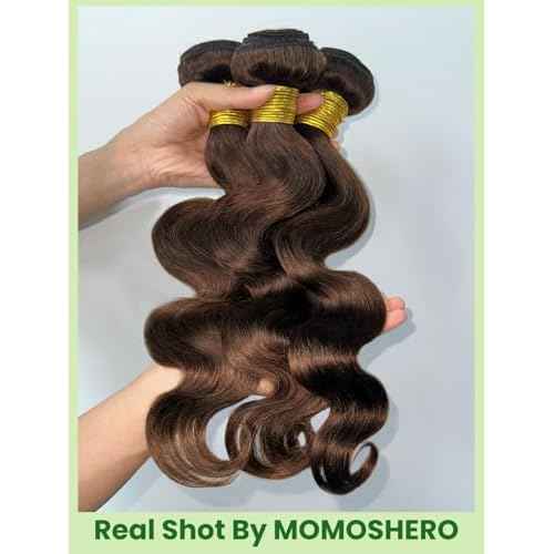 Chocolate Brown Body Wave Single Bundle Human Hair 18 Inch, 12A Soft Glossy 100% Unprocessed Remy Virgin Hair 1 Bundle Wavy. Classy Colored #4 Dark Medium Brown Weaves Sew In Extension
