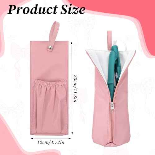 Hot Iron Holder Hot Tools Organizer Heat Resistant Mat Case Portable Hair Styling Tools Cover Pouch Hair Straightener Travel Bag with Zip for Curling Flat Iron Home Travel Pink