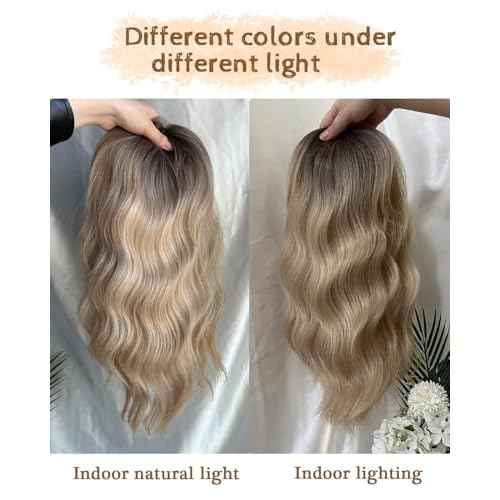 PANEWAY 16Inch Hair Toppers for Women with Thinning Hair - 6.5''x6.5'' Ladies Wiglets Toppers - Ombre Dark Root to Blonde