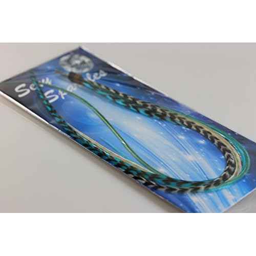 Feather Hair Extension ? Turquoise and Grizzly Feathers, All Bonded Together at the Tip, Ranging From 7 to 10 Inches in Length, With a Total of 5 Feathers