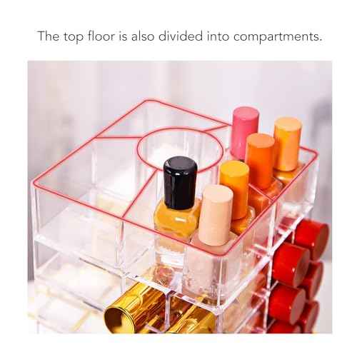 Lipstick Holder, 360 Rotating Cosmetic Lipsticks Tower Spinning Lipgloss Storage Display Holder, 53 Slots Lipsticks Organizer Clear Acrylic Cosmetic Display Case