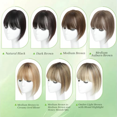 Hair Toppers for Women Real Human Hair Toppers with Bangs Hairpieces for Women with Thinning Hair 360¡Æ Cover Pieces 3 * 4.5 Swiss Base Hairpieces 10Inch (Medium Brown)