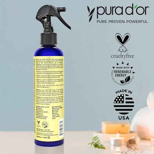 PURA D'OR 8 Oz Argan Oil Heat Shield Protectant Spray with Select Organic Ingredients, Protects Up To 450¨¬ F From Flat Iron & Hot Blow Dry, Leave-In, Define & Shine Dry & Damaged Hair