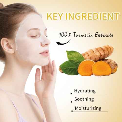 Turmeric Face Masks Sheet for Women,Moisturizes Facial Masks Oil Control,Hydrates, Soothes,Home Spa Facial Sheet Mask For All The Skin£¨12Pack£©