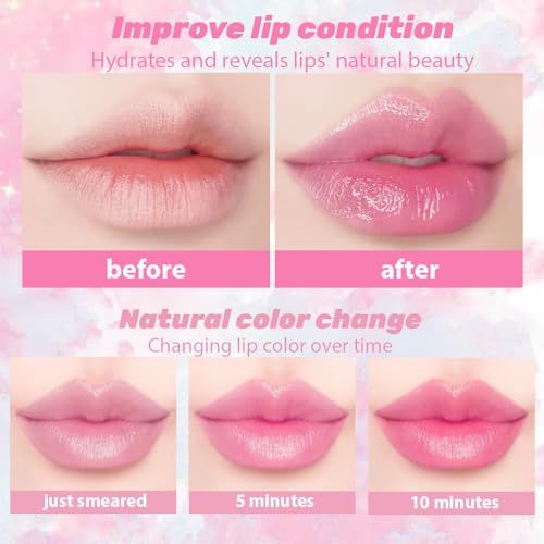 BINGBRUSH PH Color Changing Lipstick ? Jelly Flower Lip Balm, Temperature-Activated Moisturizing Lip Tint, Long-Lasting Crystal Clear Lipstick for Women, Natural Glow & Hydration (02# Blue Fairy)