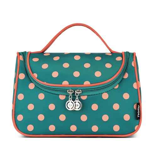 Yeiotsy Travel Cosmetic Bag ? Polka Dots Makeup Travel Organizer, Hanging Toiletry Bag for Women
