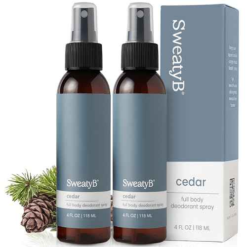 SweatyB¢ç Cedarwood deodorant for men & women - Odor Protection with cedarwood spray - Travel Size, Skin-Safe, Vegan & Made in USA - Cedar spray - 4 Oz - Pack of 2