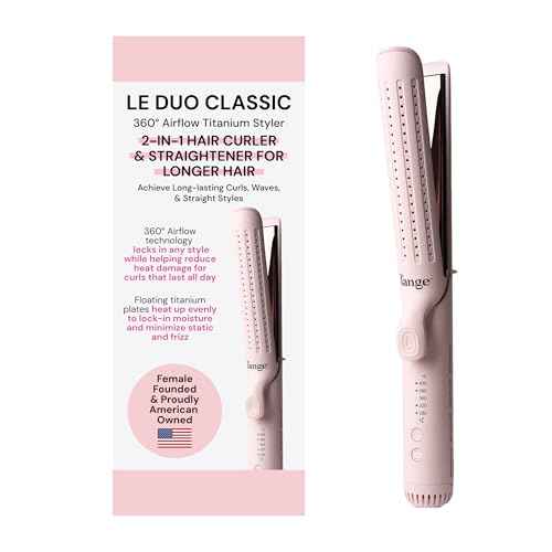 L'ANGE HAIR Le Duo Grande 360¡Æ Airflow Styler | 2-in-1 Curling Wand & Titanium Flat Iron Professional Hair Straightener and Curler with Cooling Air Vents to Lock in Style (Blush)