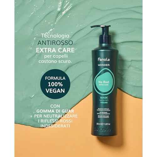 Fanola Wonder No Red Hair Color Shampoo for Women & Men - Green Pigment Shampoo for Color Treated Hair - Neutralizes Natural & Dyed Dark Shades