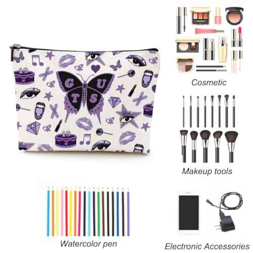 LONGXIN Singer Musical Cosmetic Make up Bag Song Lyrics Fans Gift Album Inspired Gifts for Women Girls Music Lovers Concert Merchandise Makeup Zipper Pouch Bag