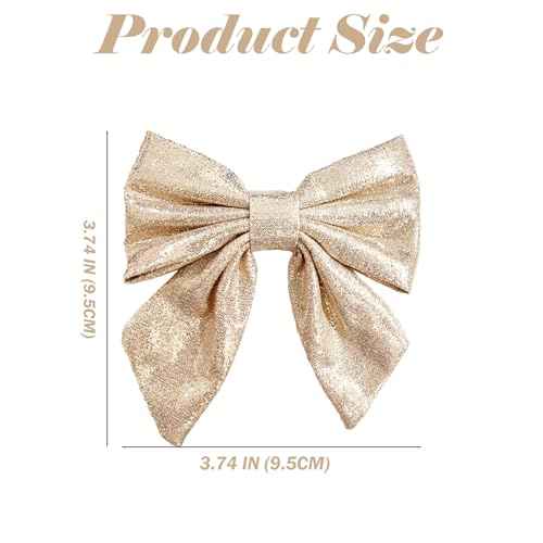 2Pcs Christmas Bow Claw Clips for Women Girls, Metal Claw Clips Glitter Bow Hair Clips Non Slip Strong Hold Fashion Hair Accessories for Women Girls Kids (Red and Gold)