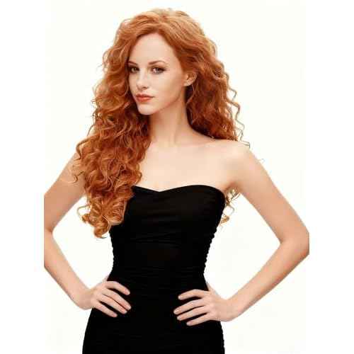 Rugelyss Long Wavy Wigs 28 Inches Natural Copper Fox Red Synthetic Kinky Curly Hair Wig for Women