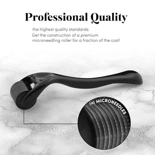 Derma Roller 540 Titanium Microneedles for Face, Scalp & Beard Care | 0.25mm Needle Depth | Premium Durable Design | Hypoallergenic & Easy-Clean | Unisex for Women & Men