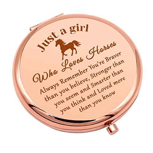 Horse Lover Gift Horses Gifts for Girls Compact Makeup Mirror for Daughter Niece Equestrian Gifts for Women Animal Lover Gift Inspirational Presents Folding Makeup Mirror Birthday Graduation