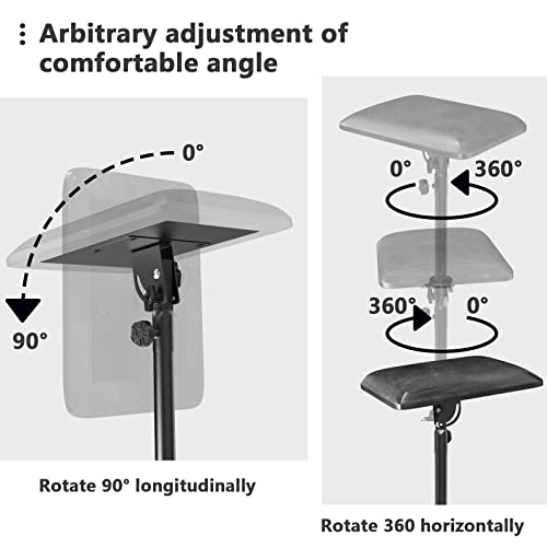 Tattoo Armrest Stand Tripod with Tray - ZHOOGE Foldable Tattoo Arm Leg Rest Stand Adjustable Height and Tilt Black Leather Pad Professional Heavy Equipment for Tattoo Studio