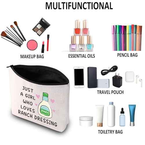 G2TUP Funny Ranch Dressing Gift Who Loves Ranch Dressing Makeup Bag Salad Saucey Lover Cosmetic Bag Funny Foodie Gift (Ranch Dressing MB)