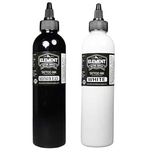 Element Tattoo Supply Black and White Tattoo Ink Set 8oz Professional Set for Human Skin Tattooing Mixing Outlining Highlight