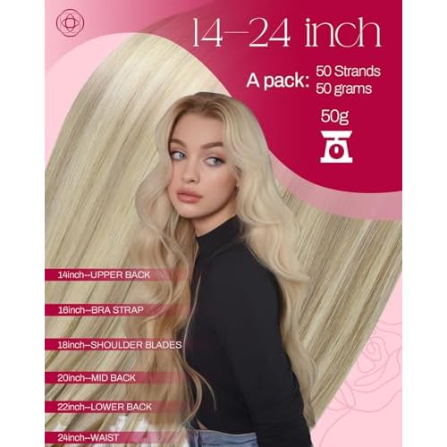 Moresoo Micro Loop Hair Extensions Real Human Hair Ash Blonde with Bleach Blonde Microbead Hair Extensions Human Hair Long Straight 50G/50S 20 Inch