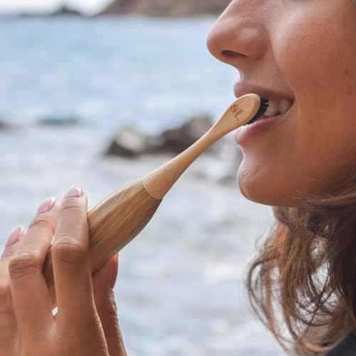 Sustainable Tomorrow Zen Bamboo Electric Toothbrush Adults, Rechargeable w/Plant-Based Soft Bristles, Bamboo Heads, 5 Modes & Long-Lasting Battery, Ideal Christmas Gifts for Women & Gifts for Men