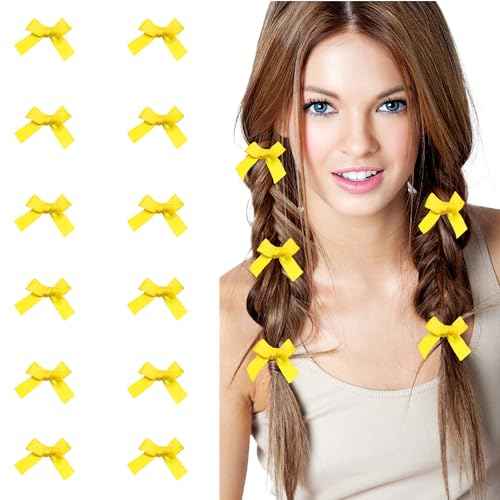 Mini Hair Bows 12Pcs, Satin Ribbon Hair Bows with Metal Clips, Hair Barrettes Clips for Baby Girls Infants and Toddlers
