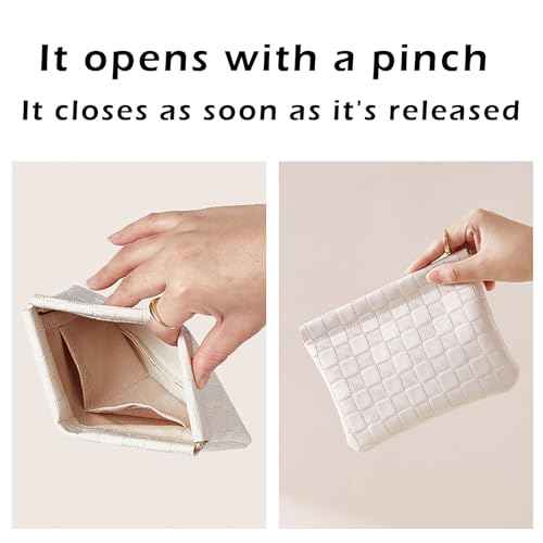 Leather Pocket Cosmetic Bag for Purse,Coin Purse Lipstick Cosmetic Accessories Organizer, Travel Kit Storage Pouch,Waterproof Portable No Zipper Self-closing