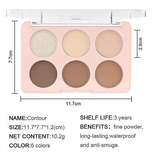 evpct 6 Colors Face Contour and Highlight Palette Face Contouring Makeup Kit for Beginners Contour Palette for Mature Skin powder Foundation Concealer Bronzer Powder Highlighter Makeup Palette