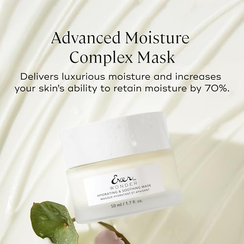 EVER Wonder Hydrating & Soothing Mask ? Rose Water, Hyaluronic Acid & Squalane Cream Mask for Sensitive Skin, Restores Barrier & Boosts Elasticity, 1.7 fl oz