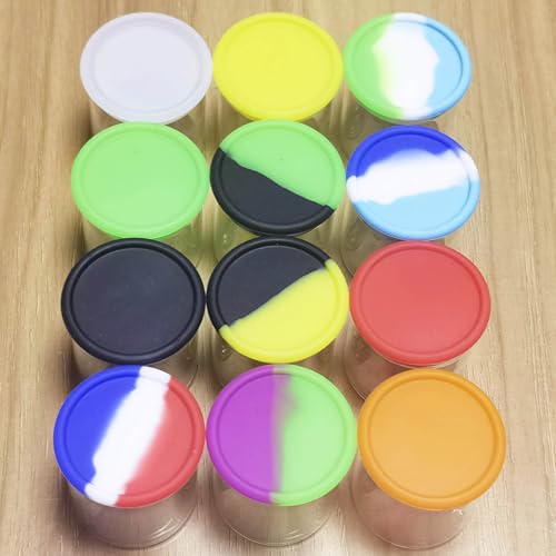 15ml Silicone Glass Wax Containers Airtight with Silicone Lid Concentrate Jars Multi Use (100)
