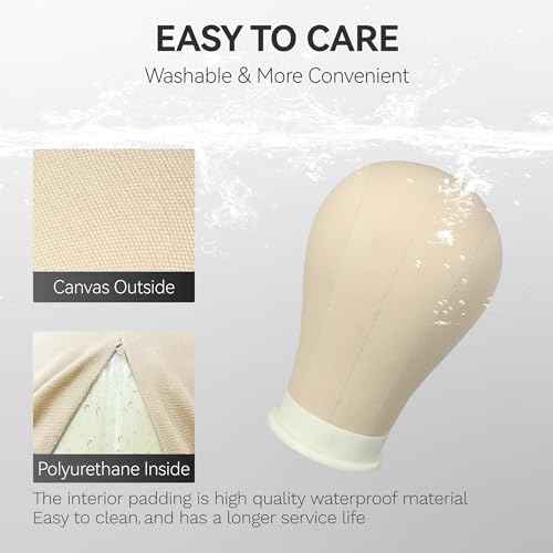 22 Inch Wig Head for Wig, Canvas Mannequin Head with Mount Hole, Manikin Head for Wig Making, Styling and Display, Head Contour More Realistic