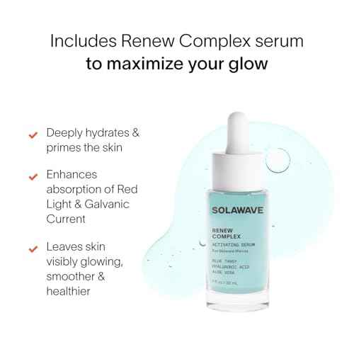 Solawave 4-in-1 Radiant Renewal Red Light Therapy Wand & Renew Complex Activation Serum | Beauty Device for Face & Neck | Serum Boosts Anti-Aging Effects, Reduces Wrinkles, Dark Circles & Puffiness