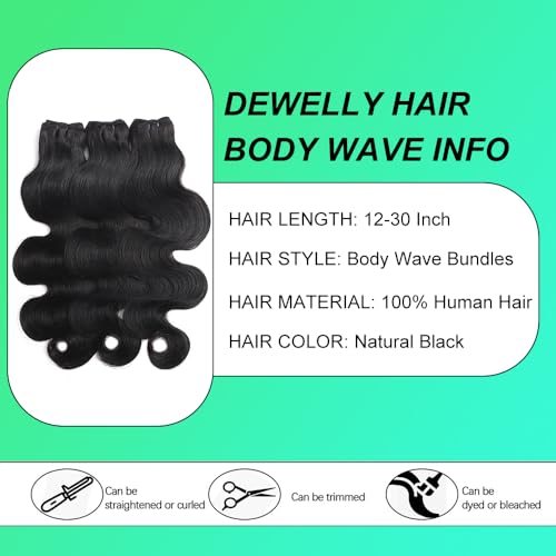 Brazilian Human Hair Bundles 14 16 18 Inch Body Wave Bundles Human Hair 12A Raw 100% Unprocessed Virgin Hair Weave 3 Bundles Deals Human Hair Natural Black Body Wave Human Hair Bundles for Women