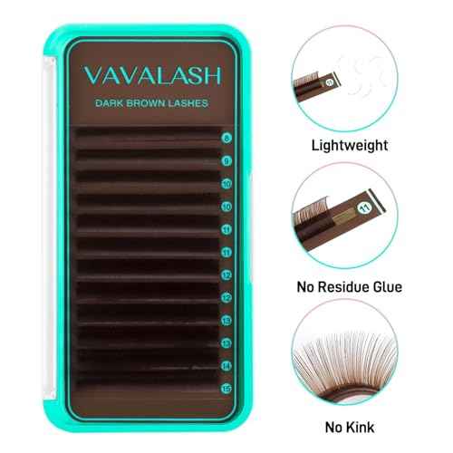 VAVALASH Colored Lash Extensions Dark Brown Eyelash Extensions 0.03 0.05 0.07 Volume Lash Extension 8-15mm Mixed Lashes C D Curl Premium color Lashes Extension(Dark Brown-0.05-D-8-15mm)