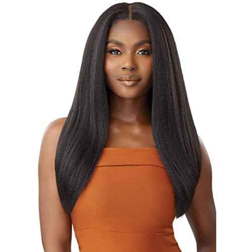 Outre - 5X5 Lace Closure Wig - Human Hair Blend - Kinky Straight 24" (OFF BLACK 1B)