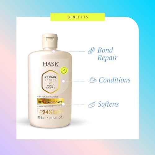 HASK Bond Building Rinse-Out Deep Conditioner with Triple Bond Complex & Argan Oil, Repairs Damage, Softens, Adds Moisture, Sulfate-Free, Cruelty-Free, Colour-Safe ? 8 oz