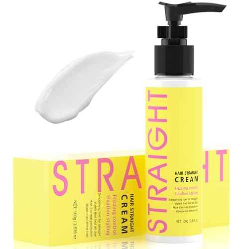 gowwim Hair Straightener Cream,Keratin Hair Treatment Straightening,Smooths Frizz, Curly Hair Becomes Straight in 5mins,Used With Hair Straightener,3.38Oz(100g£©, White