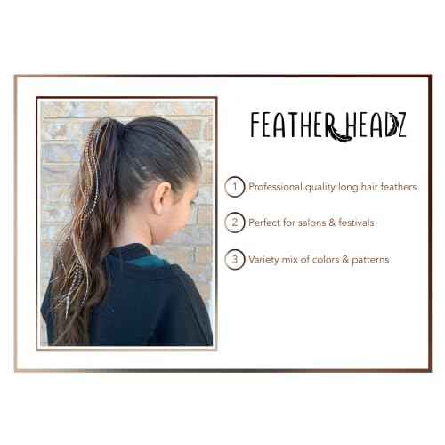 21 Natural Color Hair Extensions ? 9¡±?14¡± Long ? DIY Rooster Kit with 20 Micro-Link Beads ? 100% Real Feathers ? Eye-Catching Boho Style