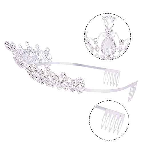 Crystal Tiaras and Crowns for Women Queen Silver Rhinestone Hair Jewelry Decor for Princess Ladies Flower Girls Bridal Bride Birthday Pageant Wedding Prom Halloween Costume Party with Combs