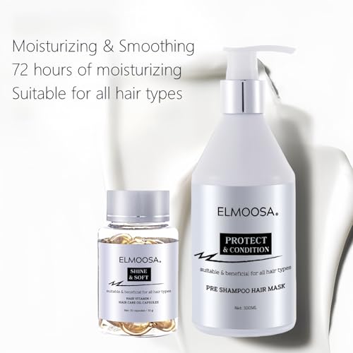 HAIR CARE ROUTINE / 300ML Pre Wash/Shampoo Hair Mask Heat Protect + Hair Care Oil Capsules For All Hair Types Deeply Moist Add Shine& Smooths /No Rinse with Argan Oils For Women & Men