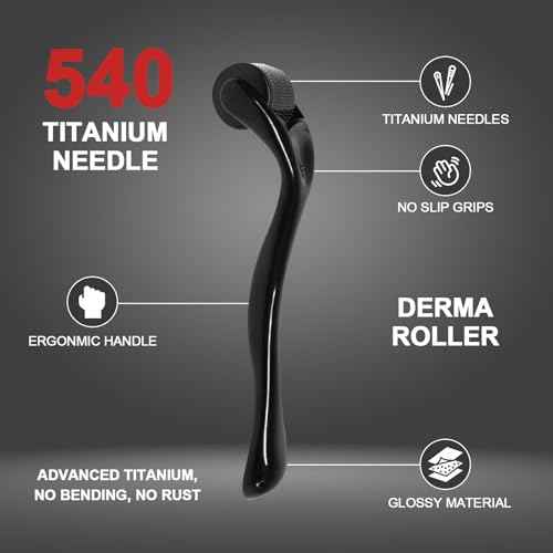 540 Titanium Derma Roller - Microneedle Micro Needle Roller for Men and Women Home Use - Microneedling Roller Microneedle Skin Care Tool A8