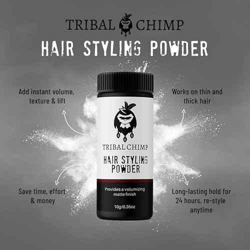 Tribal Chimp Hair Styling Powder, All-day Invisible Hold Hair Volumizer and Texture Powder for Men and Women, Styling Powder with Matte Finish - 6-Piece Set, 10g