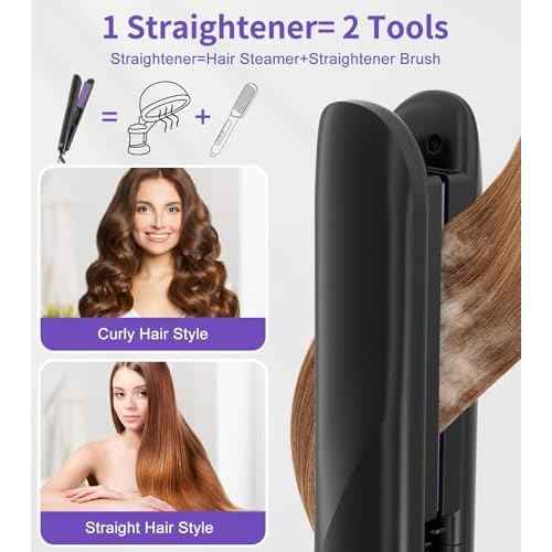 Steam Straighteners for Hair, Professional Salon Titanium Vapor Straightening Irons, High-end Salon Water Light Steam Flat Iron | 24 Hour Anti-frizz | Make Hair Smooth and Adds Shine