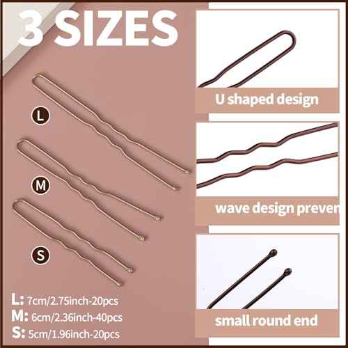 Teenitor Hair Accessories Hair Net Set, Includes 40pcs Invisible Hair Nets for Ballet Recital & 80pcs Bobby Pins for Bun Maker, Brown, 3 Size