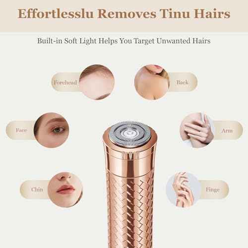 Facial Hair Removal for Women, Rechargeable Hair Removal Device, Painless Face Electric Razor/Shaver for Lip, Arms, Face, Peach Fuzz (Gold)